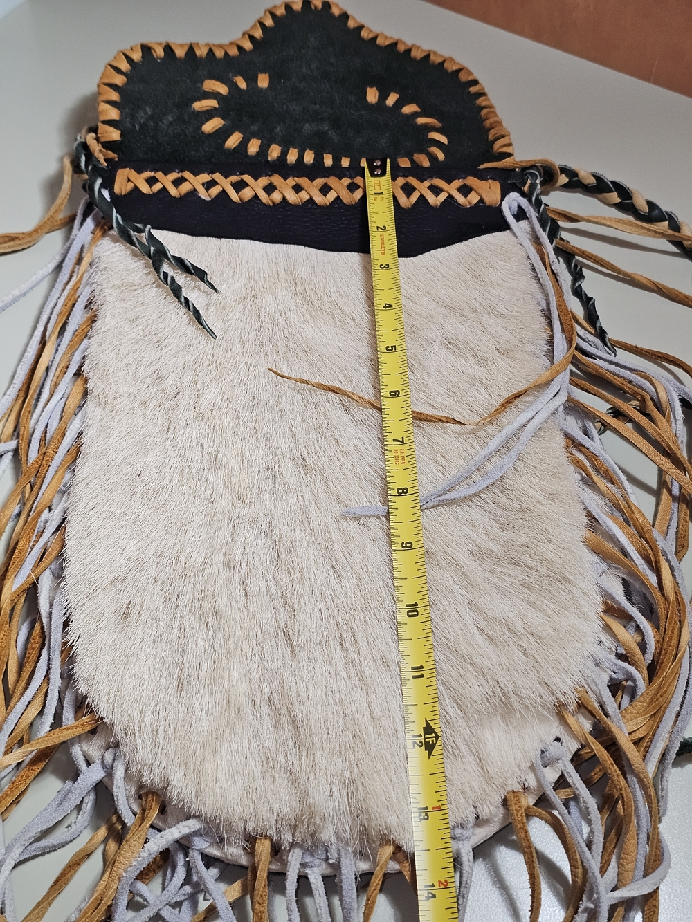 Rattlesnake Purse with Leather Braided Trim - Tan & Black - Picture 10 of 17